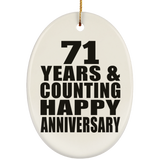 Happy 71st Anniversary 71 Years & Counting - Oval Ornament