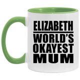 Elizabeth World's Okayest Mum - 11oz Accent Mug Green