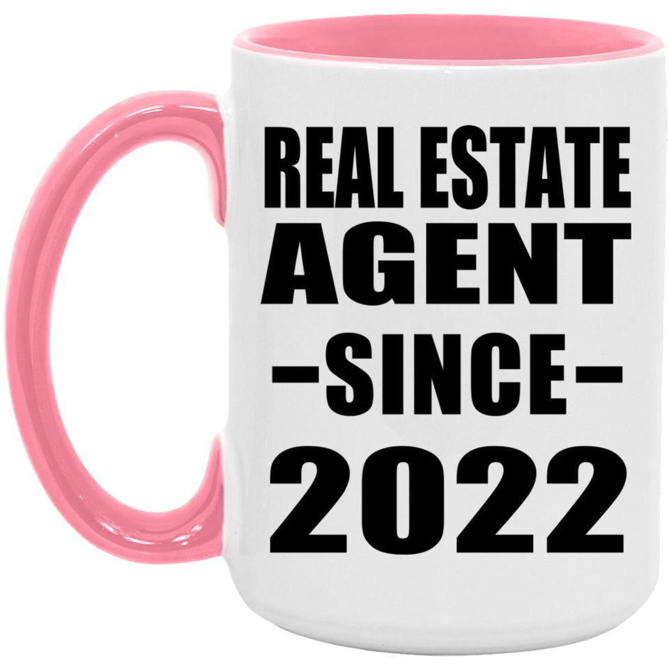 Real Estate Agent Since 2022 - 15oz Accent Mug Pink