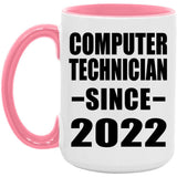 Computer Technician Since 2022 - 15oz Accent Mug Pink