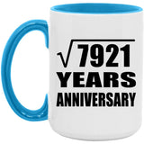 89th Anniversary Square Root of 7921 Years Anniversary - 15oz Accent Mug Blue