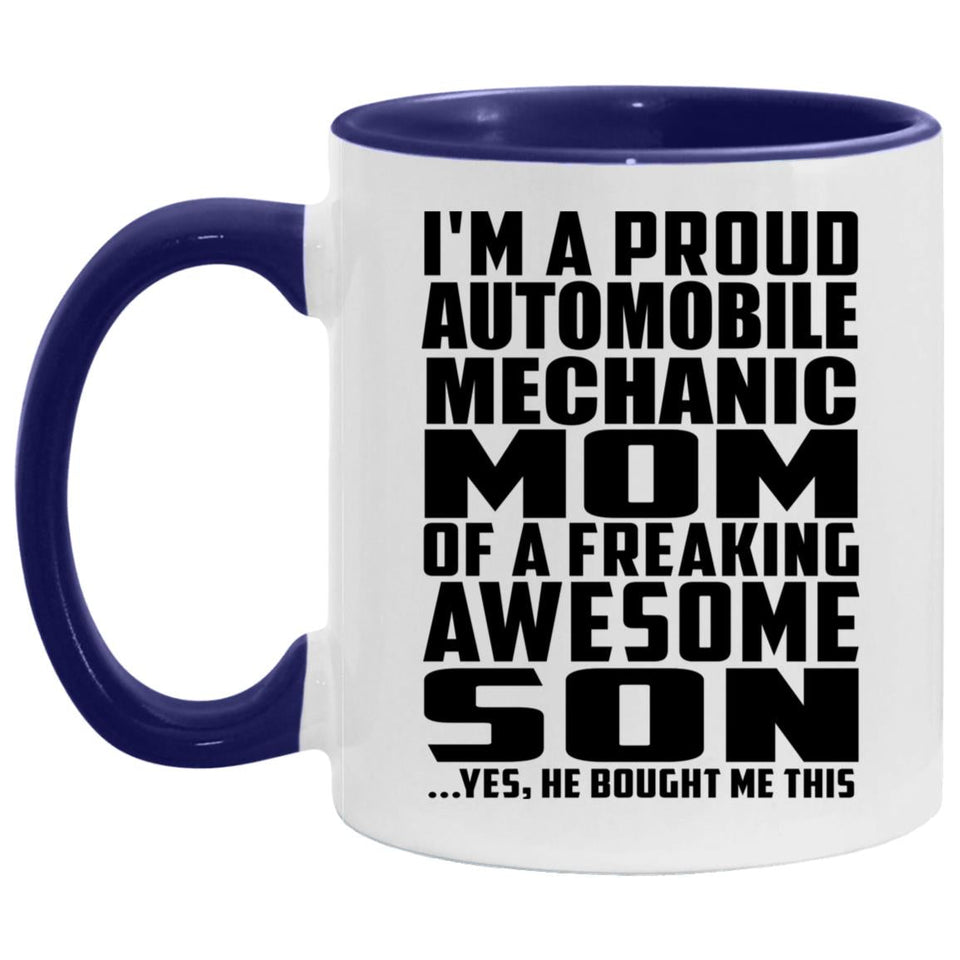 Proud Automobile Mechanic Mom Of Awesome Son - 11oz Accent Mug Purple
