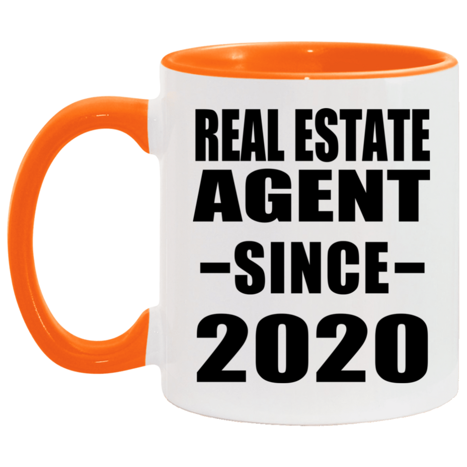 Real Estate Agent Since 2020 - 11oz Accent Mug Orange