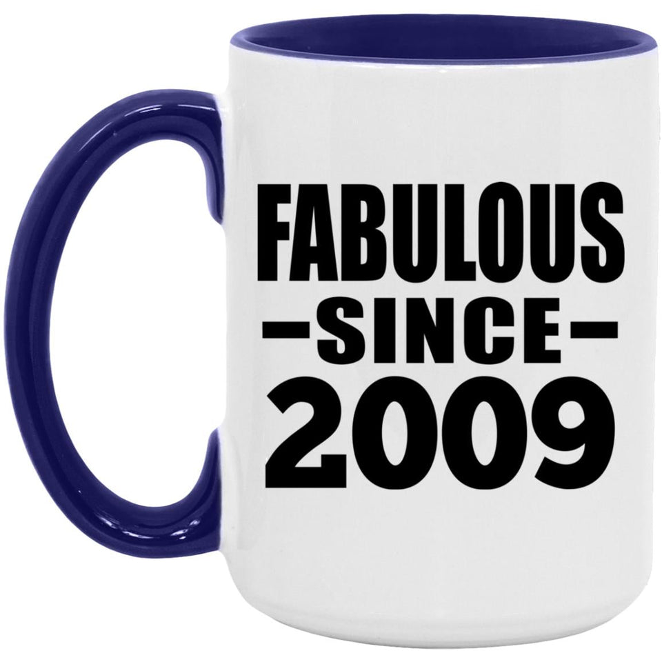 15th Birthday Fabulous Since 2009 - 15oz Accent Mug Purple