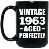 61st Birthday Vintage 1963 Aged Perfectly - 15oz Coffee Mug Black
