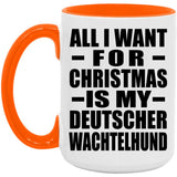 All I Want For Christmas Is My Deutscher Wachtelhund - 15oz Accent Mug Orange