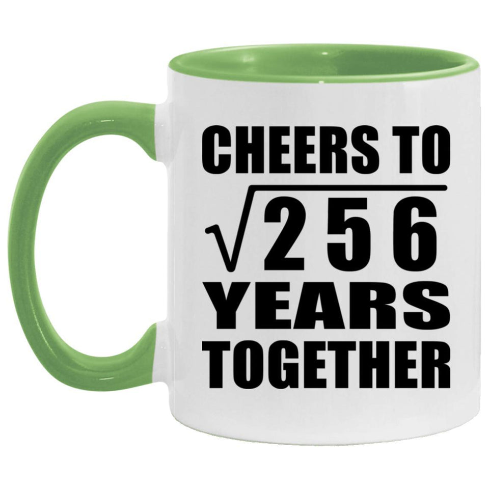 16th Anniversary Cheers To Square Root of 256 Years Together - 11oz Accent Mug Green