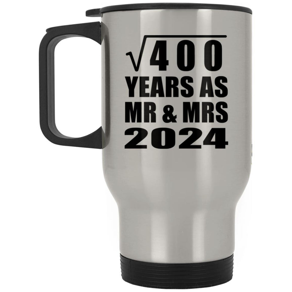 20th Anniversary Square Root of 400 Years As Mr & Mrs 2024 - Silver Travel Mug