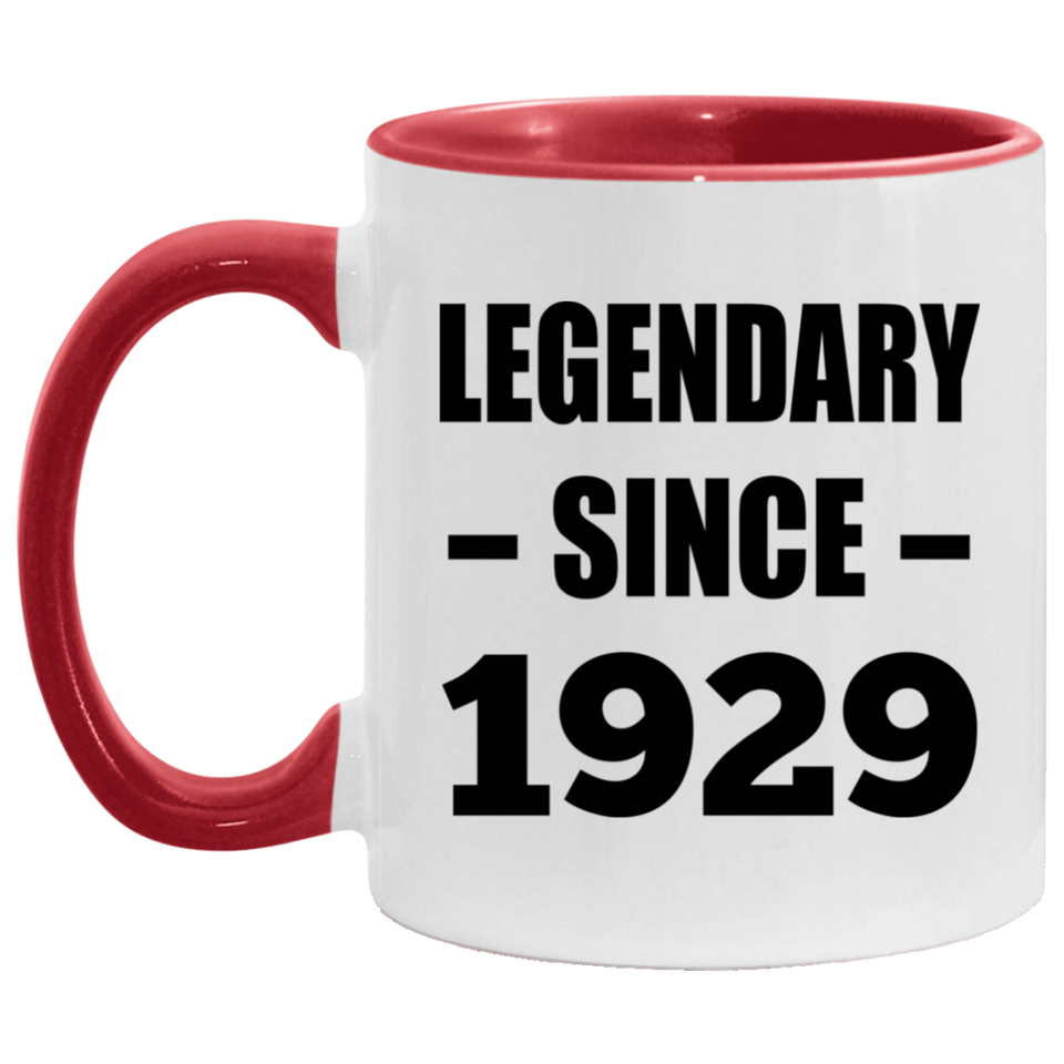 95th Birthday Legendary Since 1929 - 11oz Accent Mug Red