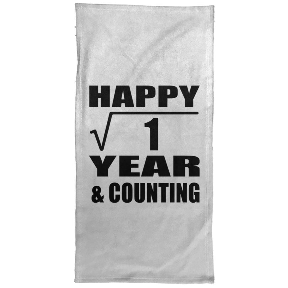 Happy 1st Anniversary Square Root of 1 Year & Counting - Hand Towel