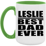 Leslie Best Dad Ever - 15oz Accent Mug Green