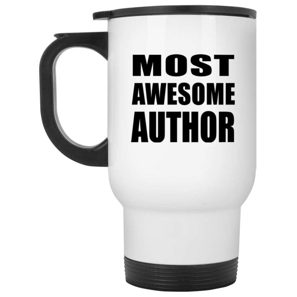 Most Awesome Author - White Travel Mug