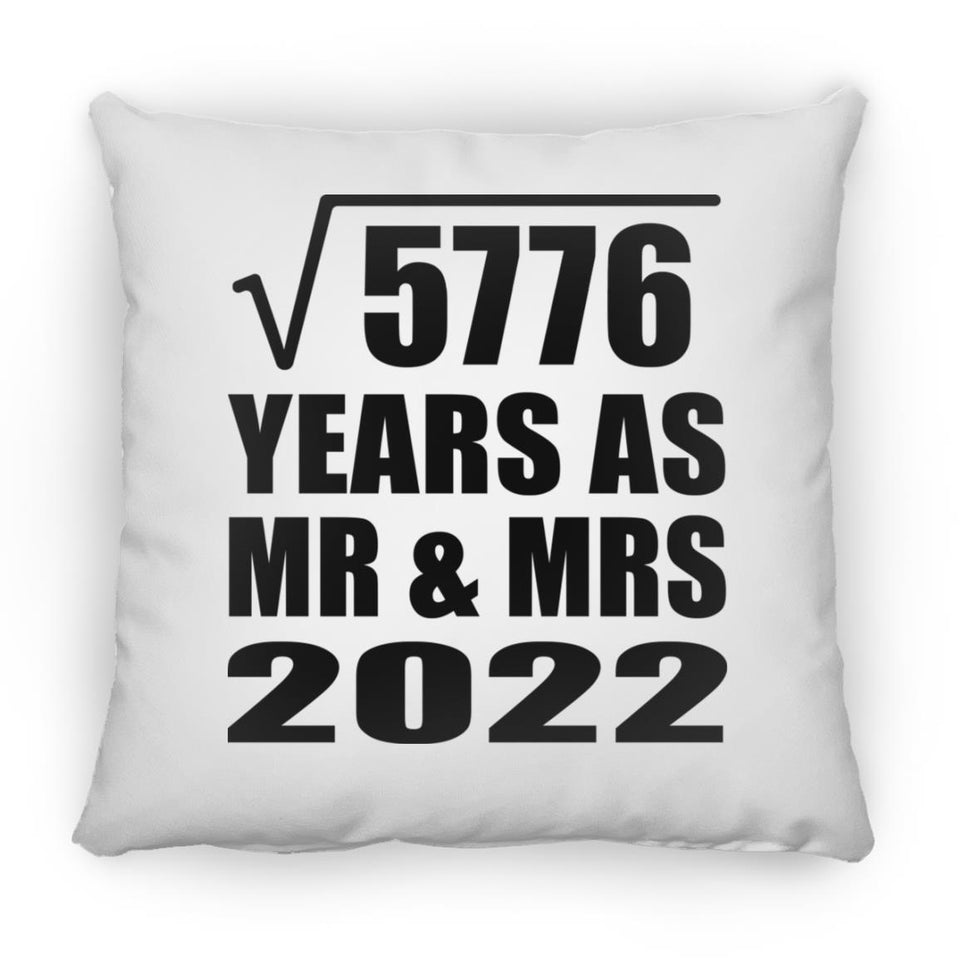 76th Anniversary Square Root of 5776 Years As Mr & Mrs 2022 - Throw Pillow