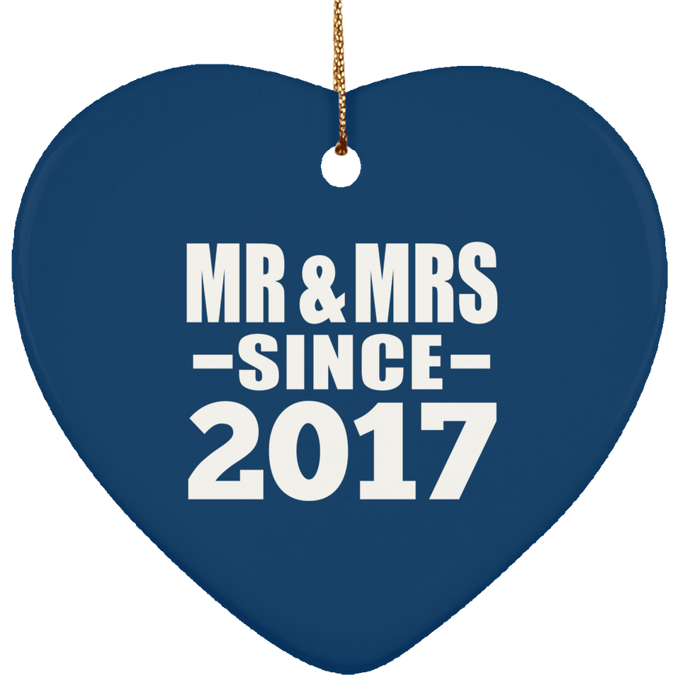 7th Anniversary Mr & Mrs Since 2017 - Heart Ornament