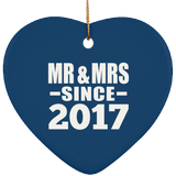 7th Anniversary Mr & Mrs Since 2017 - Heart Ornament
