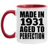 93rd Birthday Made In 1931 Aged to Perfection - 11oz Accent Mug Red