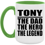 Tony The Dad The Hero The Legend - 15oz Accent Mug Green