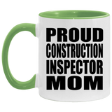 Proud Construction Inspector Mom - 11oz Accent Mug Green