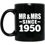 74th Anniversary Mr & Mrs Since 1950 - 11 Oz Coffee Mug Black
