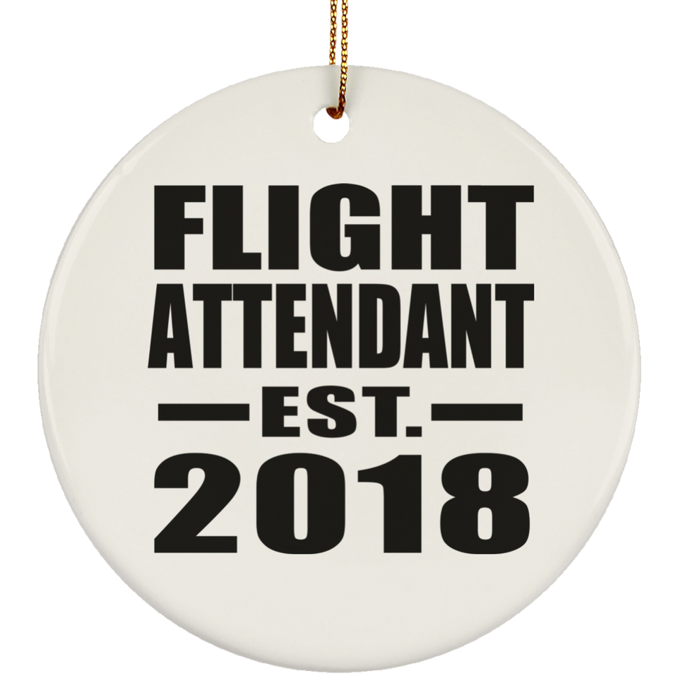 Flight Attendant Established EST. 2018 - Circle Ornament