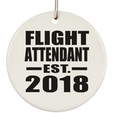 Flight Attendant Established EST. 2018 - Circle Ornament