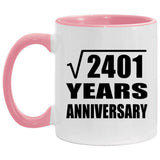 49th Anniversary Square Root of 2401 Years Anniversary - 11oz Accent Mug Pink