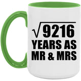 96th Anniversary Square Root of 9216 Years As Mr & Mrs - 15oz Accent Mug Green