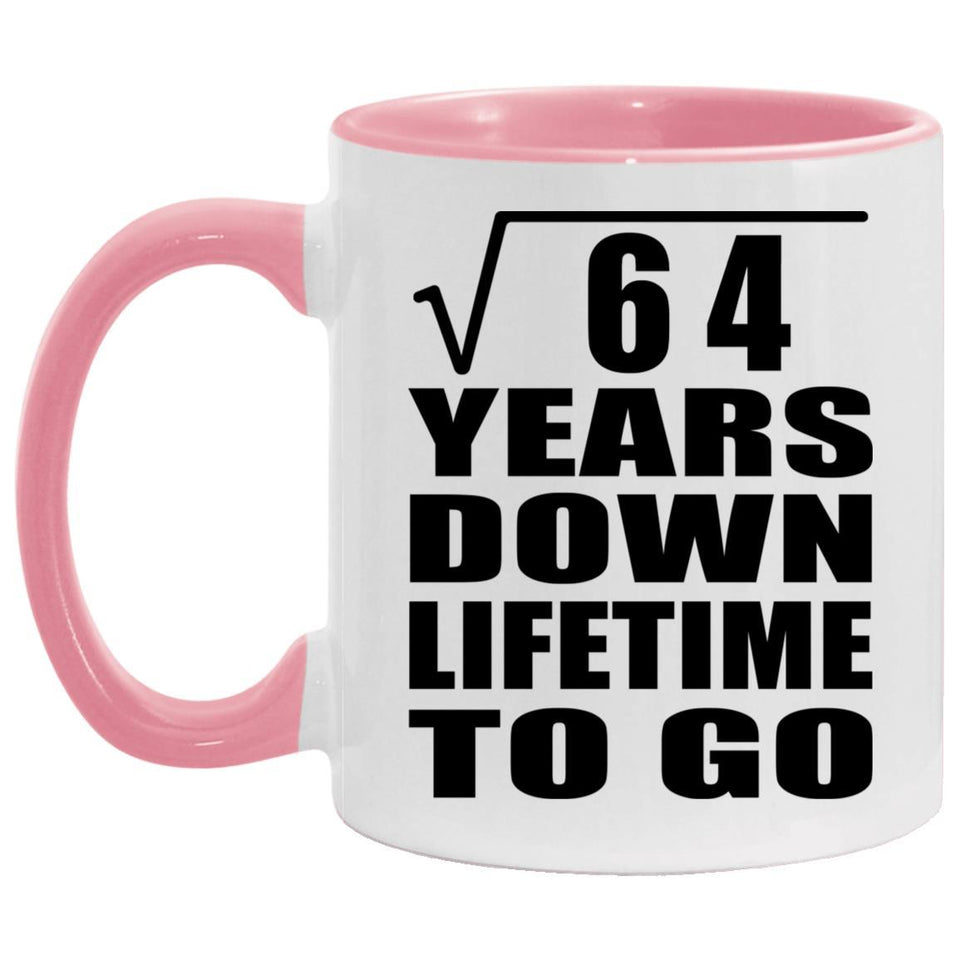 8th Anniversary Square Root of 64 Years Lifetime To Go - 11oz Accent Mug Pink