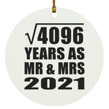 64th Anniversary Square Root of 4096 Years As Mr & Mrs 2021 - Circle Ornament