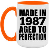 37th Birthday Made In 1987 Aged to Perfection - 15oz Accent Mug Orange