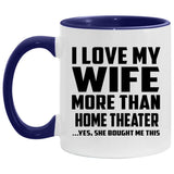 I Love My Wife More Than Home Theater - 11oz Accent Mug Purple
