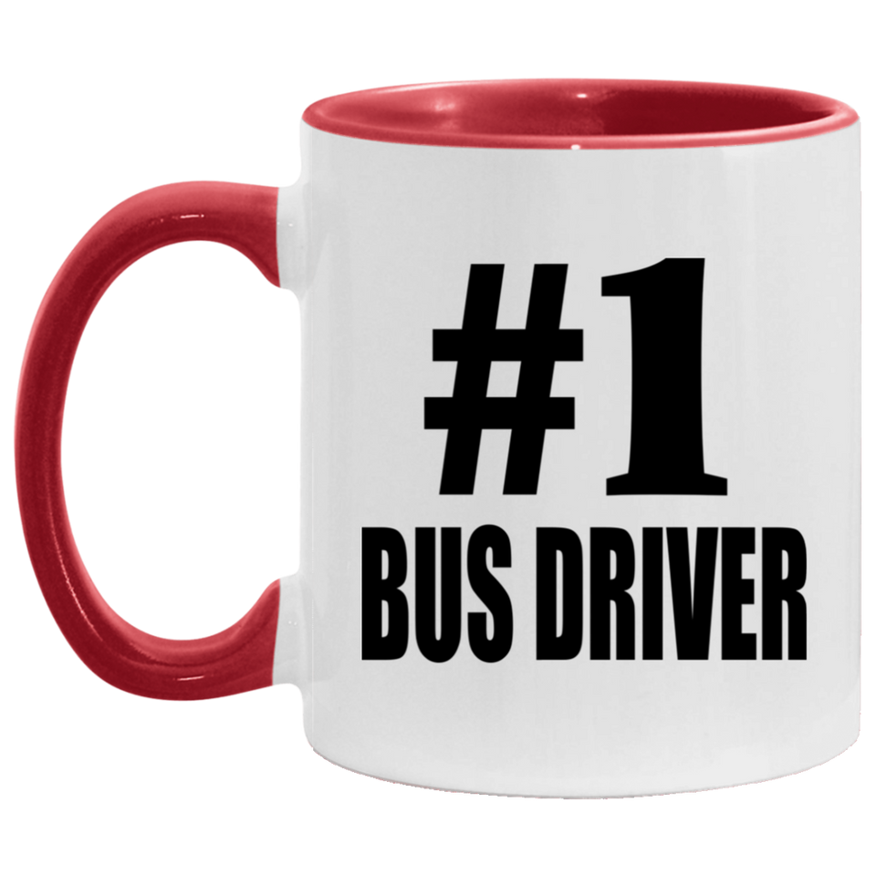 Number One #1 Bus Driver - 11oz Accent Mug Red