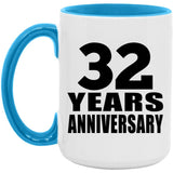 32nd Anniversary 32 Years - 15oz Accent Mug Blue