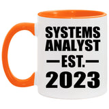 Systems Analyst Established EST. 2023 - 11oz Accent Mug Orange