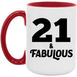 21st Birthday 21 & Fabulous - 15oz Accent Mug Red