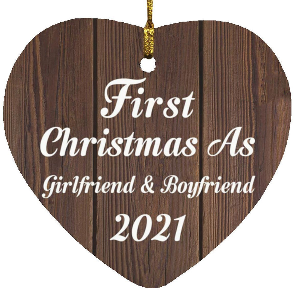 First Christmas As Girlfriend & Boyfriend 2021 - Heart Ornament D
