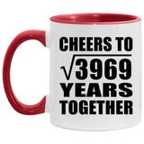 63rd Anniversary Cheers To Square Root of 3969 Years Together - 11oz Accent Mug Red