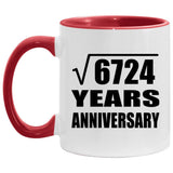82nd Anniversary Square Root of 6724 Years Anniversary - 11oz Accent Mug Red