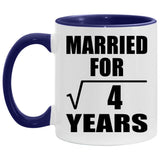 2nd Anniversary Married For Square Root of 4 Years - 11oz Accent Mug Purple