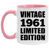 63rd Birthday Vintage 1961 Limited Edition - 11oz Accent Mug Pink