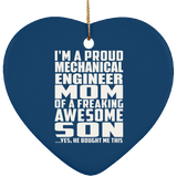 Proud Mechanical Engineer Mom Of Awesome Son - Heart Ornament