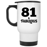 81st Birthday 81 & Fabulous - White Travel Mug