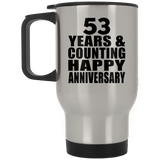 Happy 53rd Anniversary 53 Years & Counting - Silver Travel Mug