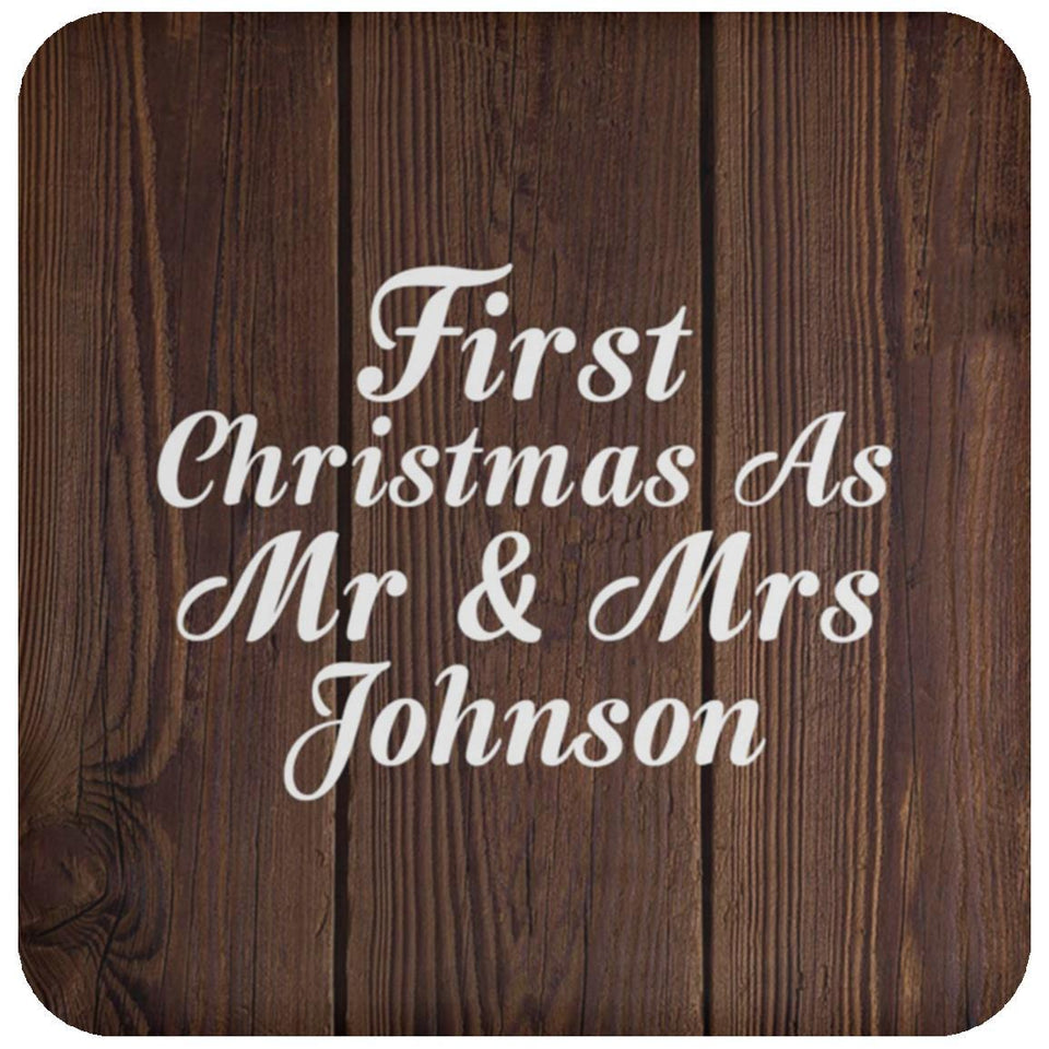First Christmas As Mr & Mrs Johnson - Drink Coaster D