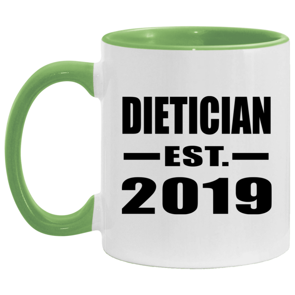 Dietician Established EST. 2019 - 11oz Accent Mug Green