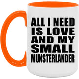 All I Need Is Love And My Small Munsterlander - 15oz Accent Mug Orange