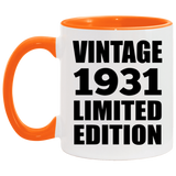 93rd Birthday Vintage 1931 Limited Edition - 11oz Accent Mug Orange