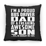 Proud Bus Driver Dad Of Awesome Son - Throw Pillow Black