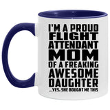 Proud Flight Attendant Mom Of Awesome Daughter - 11oz Accent Mug Purple
