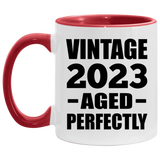 1st Birthday Vintage 2023 Aged Perfectly - 11oz Accent Mug Red
